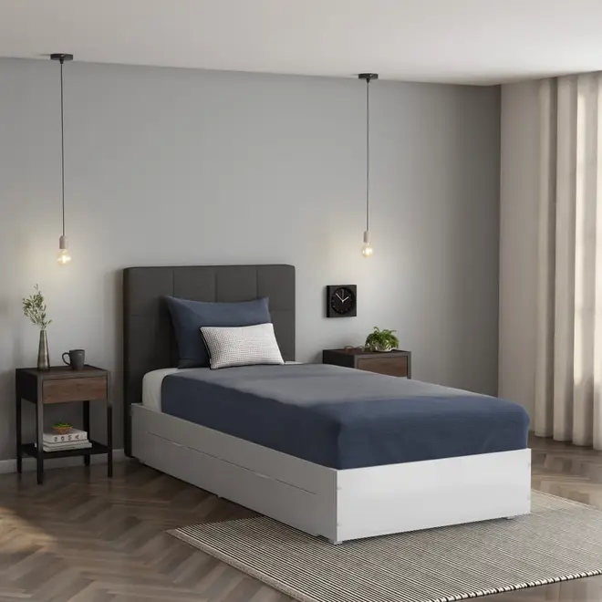 CAMA DE SOLTEIRO COM 2 GAVETAS 88 CM NORAH - BRANCO - Foto 11