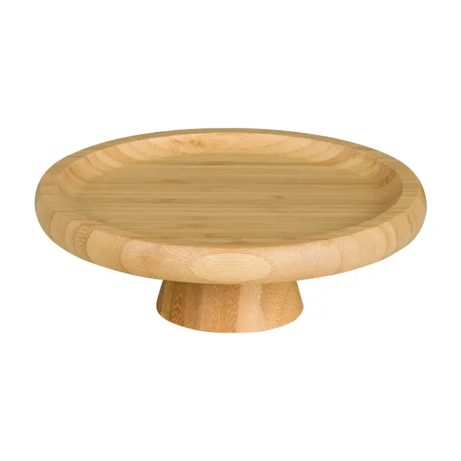 PRATO PARA BOLO COM PÉ 18 CM BAMBOO - NATURAL - Foto 1