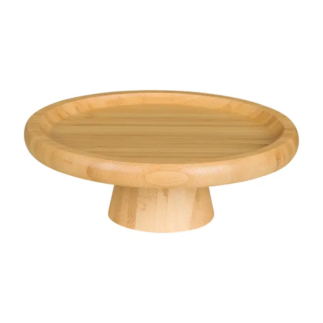 PRATO PARA BOLO COM PÉ 20 CM BAMBOO - NATURAL - Foto 1