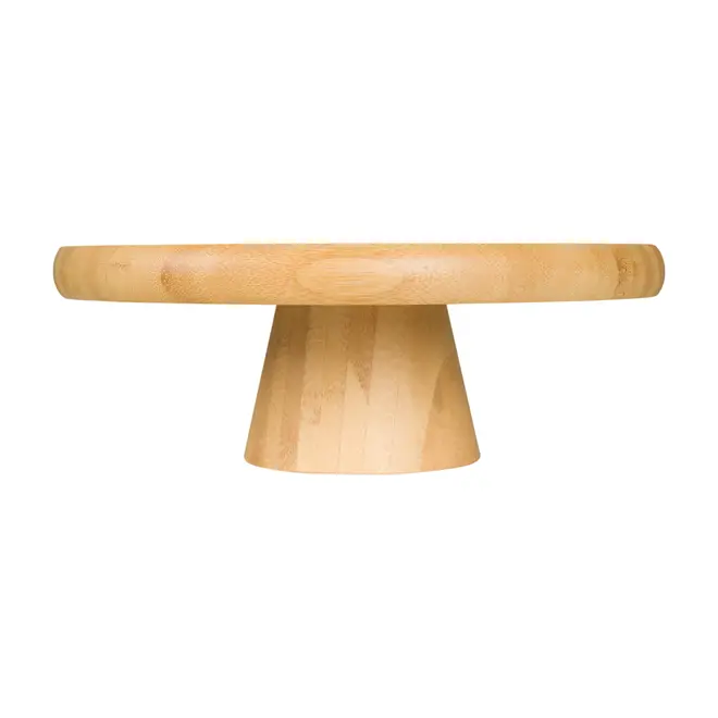 PRATO PARA BOLO COM PÉ 20 CM BAMBOO - NATURAL - Foto 2