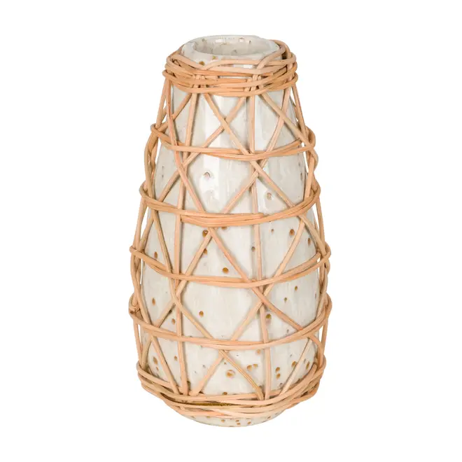 VASO 20 CM KAMBA KWA - BRANCO/TERRA - Foto 1