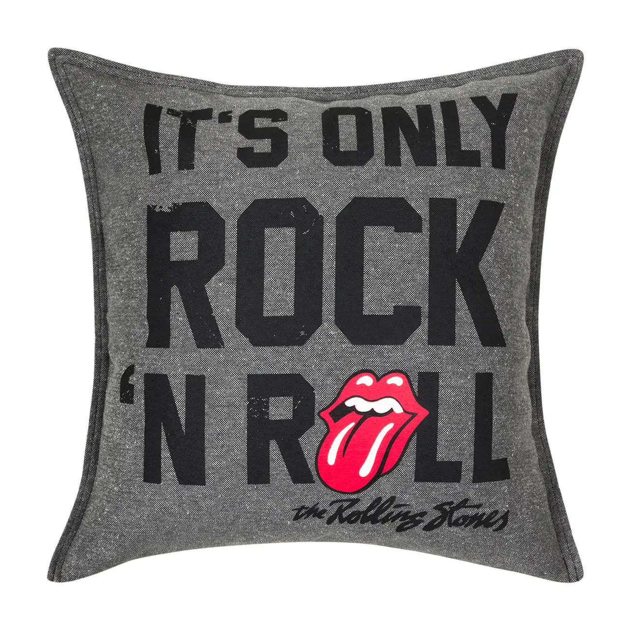 CAPA DE ALMOFADA 44 CM X 44 CM ONLY ROCK 'N' ROLL - KONKRET/PRETO - Foto 1