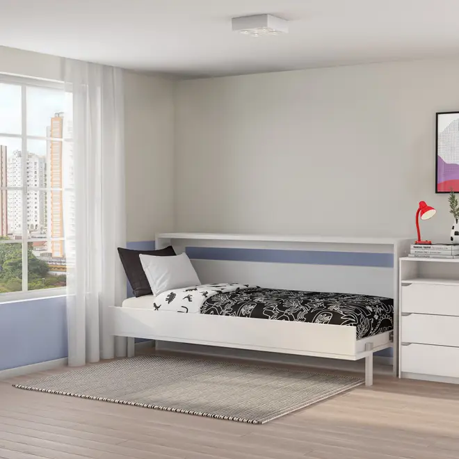 CAMA DE SOLTEIRO DOBRÁVEL 88 COM ESCRIVANINHA 97 CM X 44 CM FLIP - BRANCO - Foto 11