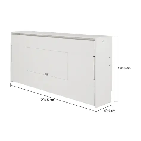 Imagem com medidas do produto CAMA DE SOLTEIRO DOBRÁVEL 88 COM ESCRIVANINHA 97 CM X 44 CM FLIP