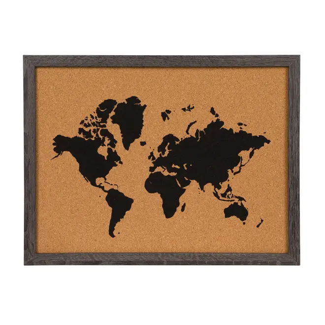 MEMORY-BOARD 42 CM X 32 CM PIN THE WORLD - PRETO/MADEIRA - Foto 1