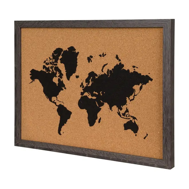MEMORY-BOARD 42 CM X 32 CM PIN THE WORLD - PRETO/MADEIRA - Foto 2