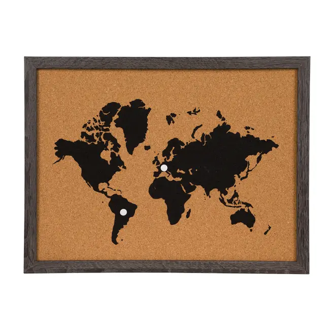 MEMORY-BOARD 42 CM X 32 CM PIN THE WORLD - PRETO/MADEIRA - Foto 3