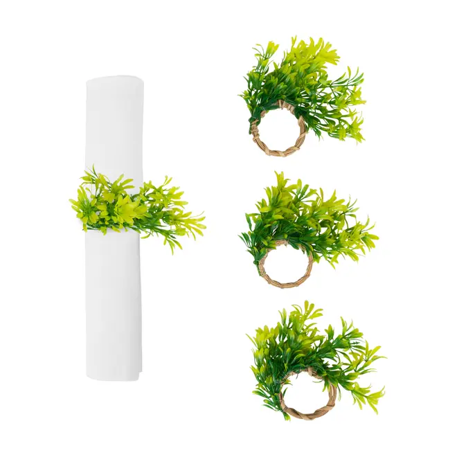 ARGOLA PARA GUARDANAPO CONJUNTO COM 4 PEÇAS TRUE - NATURAL/VERDE - Foto 1