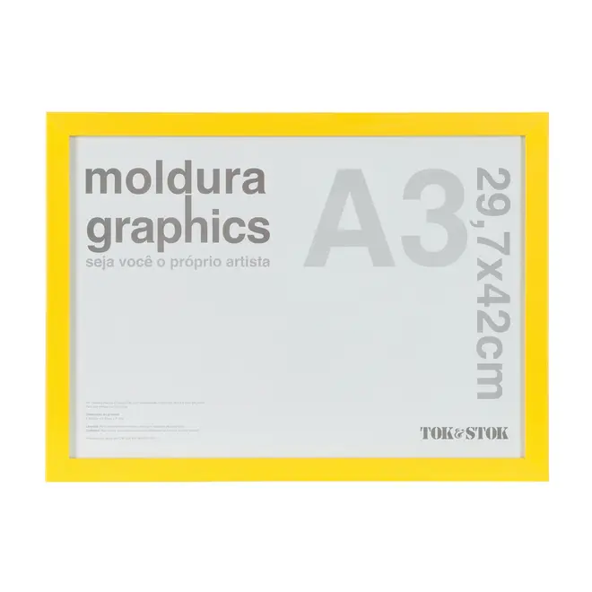 MOLDURA A3 29 CM X 42 CM GRAPHICS - AMARELO - Foto 1