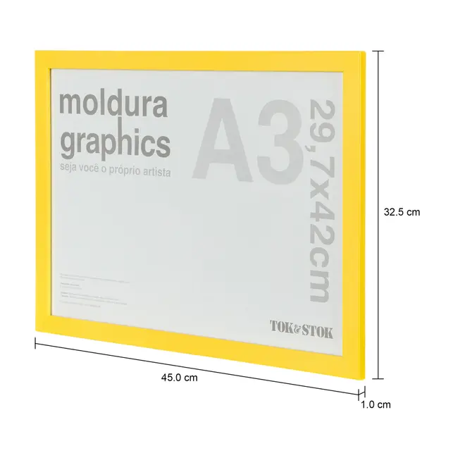 MOLDURA A3 29 CM X 42 CM GRAPHICS - AMARELO - Foto 4