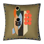 CAPA DE ALMOFADA 45 CM JARDIM IDÍLICO - CAQUI/PRETO - Foto 1