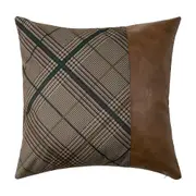 ALMOFADA 43 CM X 43 CM PLAID - MARROM/ENGLISH GREEN - Foto 1