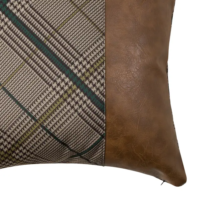 ALMOFADA 43 CM X 43 CM PLAID - MARROM/ENGLISH GREEN - Foto 2