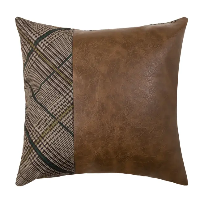 ALMOFADA 43 CM X 43 CM PLAID - MARROM/ENGLISH GREEN - Foto 4