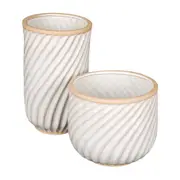 VASO DECORATIVO 20 CM LUNAY - BRANCO/BEGE - Foto 3
