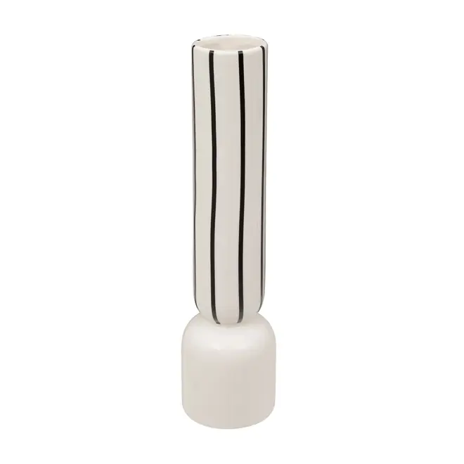 VASO DECORATIVO 36 CM CANUWDO - BRANCO/PRETO - Foto 1