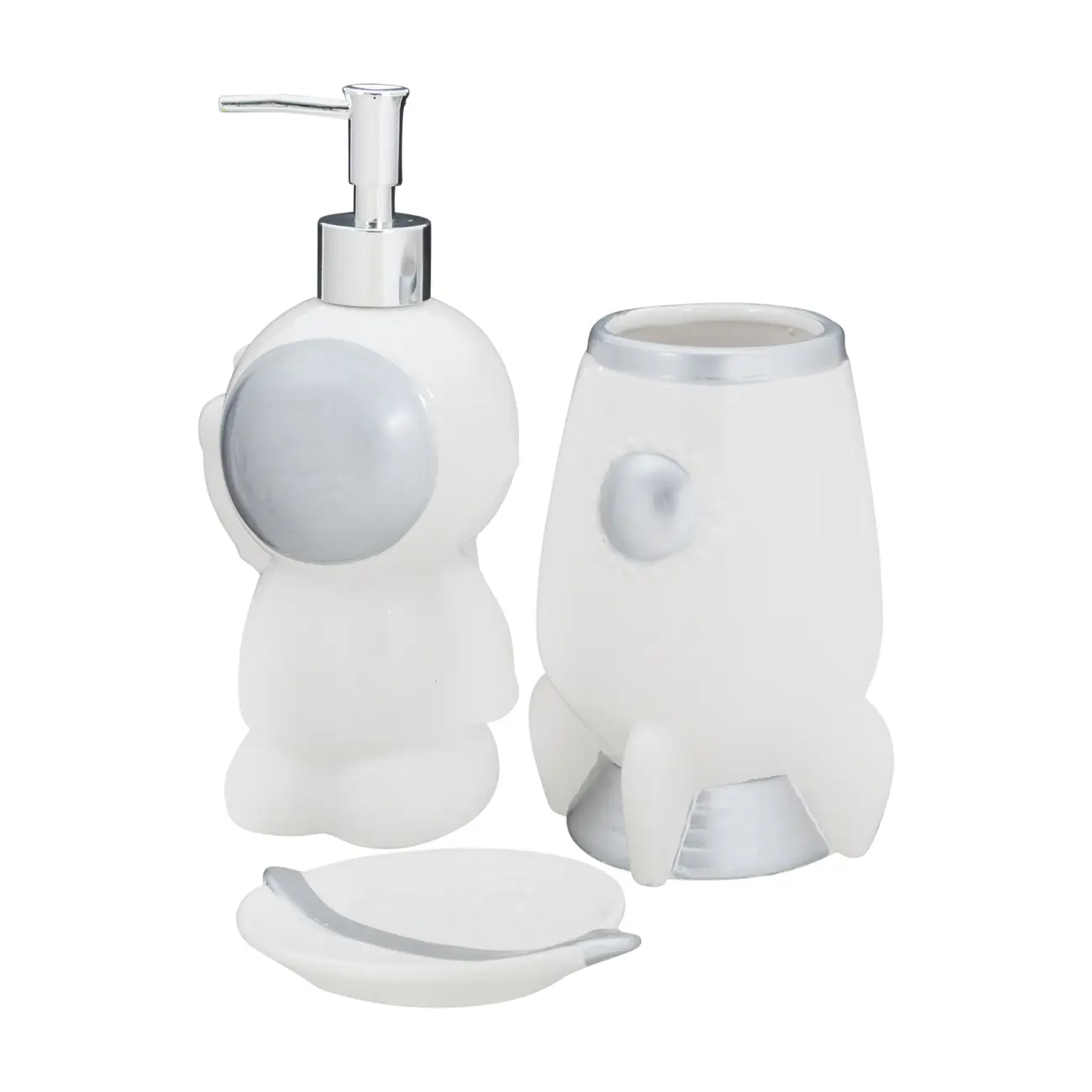 PORTA-ESCOVA PASTA COSMO NAVE - BRANCO/PRATA - Foto 6