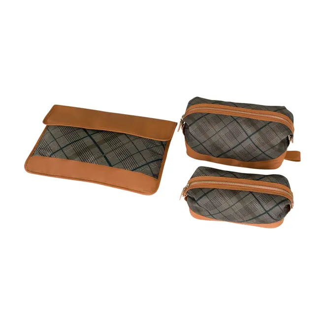 NÉCESSAIRE PLAID - MARROM/ENGLISH GREEN - Foto 12
