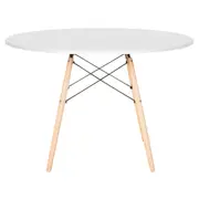 MESA DE JANTAR REDONDA 1,10 M EASY WOOD - SERINGUEIRA/BRANCO - Foto 1