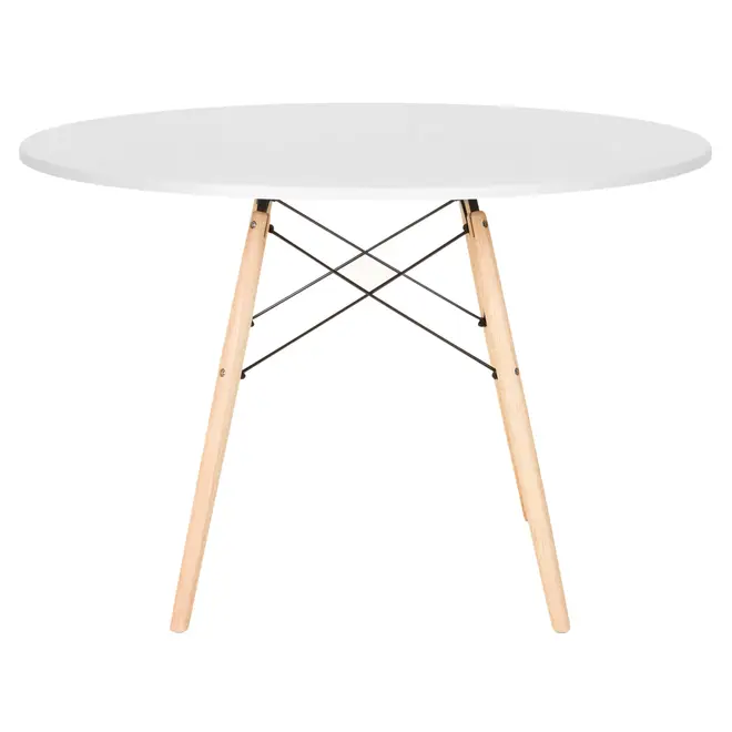 MESA DE JANTAR REDONDA 1,10 M EASY WOOD - SERINGUEIRA/BRANCO - Foto 1