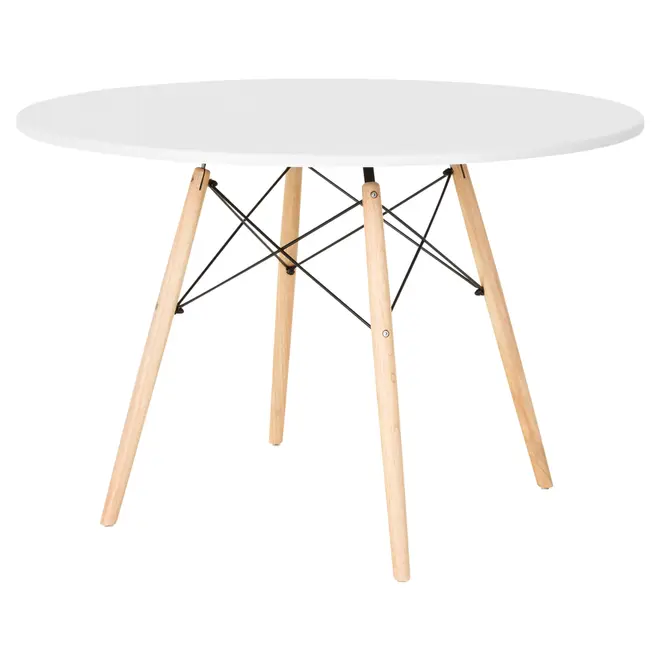 MESA DE JANTAR REDONDA 1,10 M EASY WOOD - SERINGUEIRA/BRANCO - Foto 2