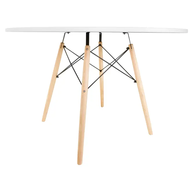 MESA DE JANTAR REDONDA 1,10 M EASY WOOD - SERINGUEIRA/BRANCO - Foto 4