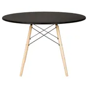 MESA DE JANTAR REDONDA 1,10 M EASY WOOD - SERINGUEIRA/PRETO - Foto 1