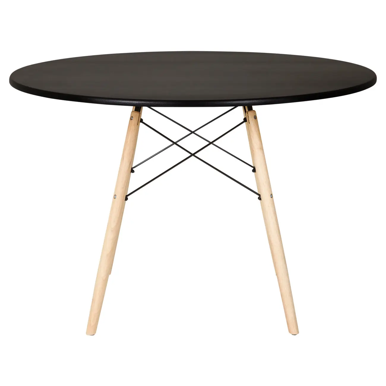 MESA DE JANTAR REDONDA 1,10 M EASY WOOD - SERINGUEIRA/PRETO - Foto 1