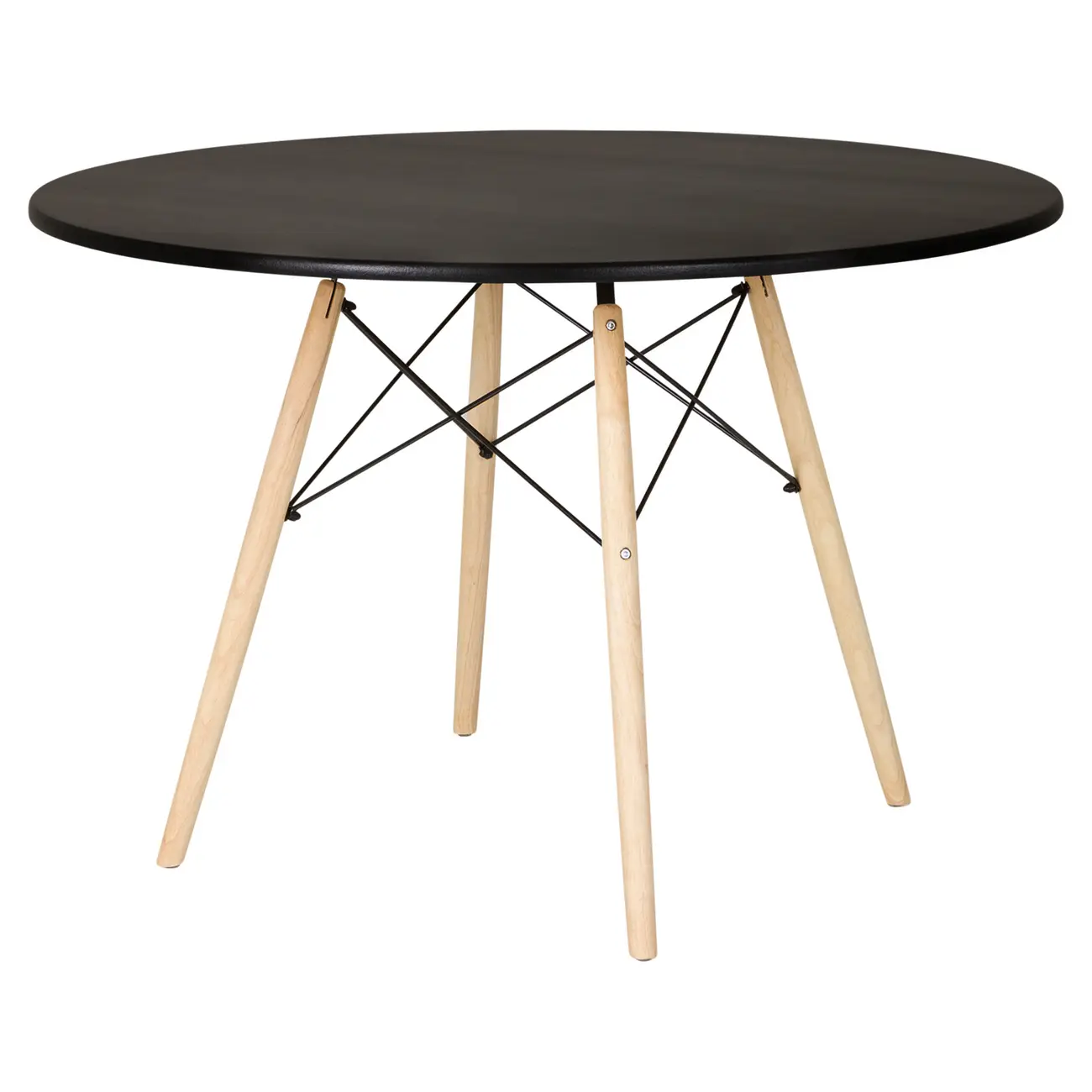 MESA DE JANTAR REDONDA 1,10 M EASY WOOD - SERINGUEIRA/PRETO - Foto 2