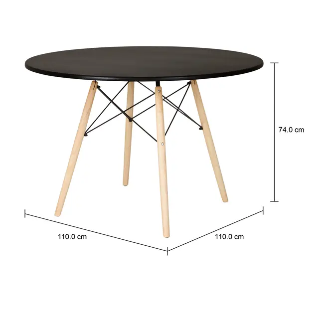 MESA DE JANTAR REDONDA 1,10 M EASY WOOD - SERINGUEIRA/PRETO - Foto 6