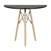 MESA MEIA LUA 90 CM X 46 CM EASY WOOD - SERINGUEIRA/PRETO - Foto 1