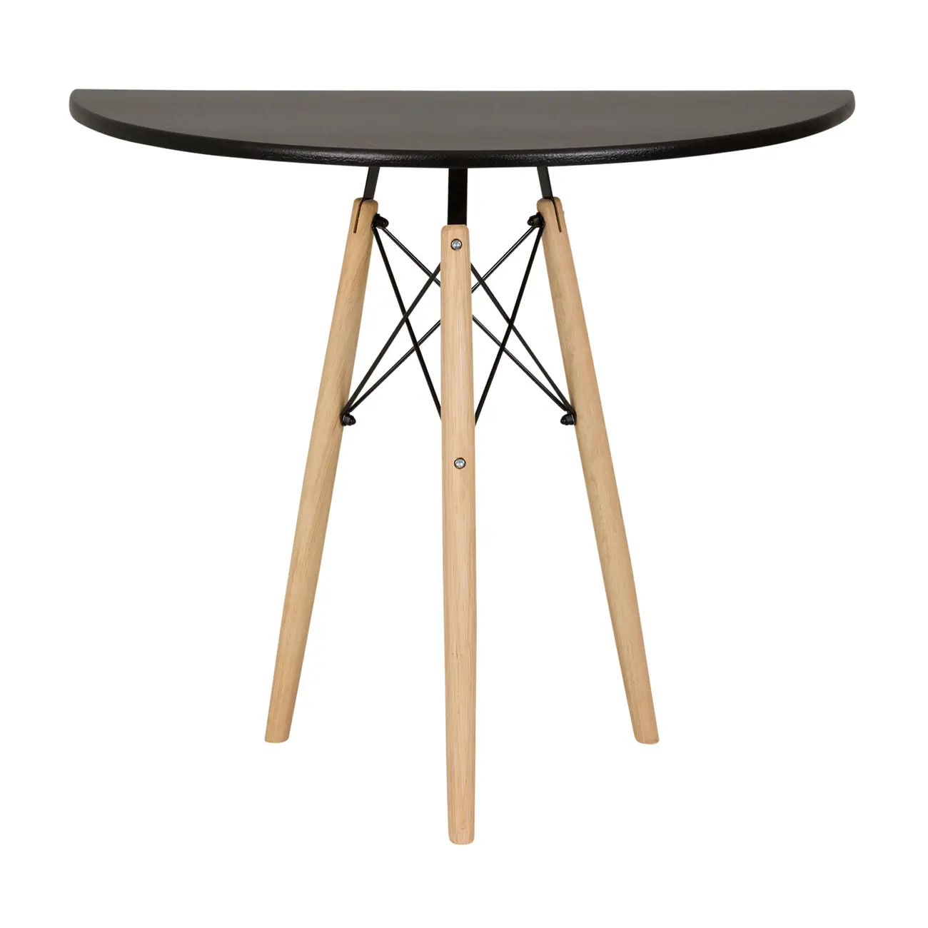 MESA MEIA LUA 90 CM X 46 CM EASY WOOD - SERINGUEIRA/PRETO - Foto 1