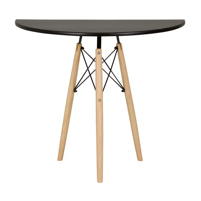 MESA MEIA LUA 90 CM X 46 CM EASY WOOD - SERINGUEIRA/PRETO - Foto 1