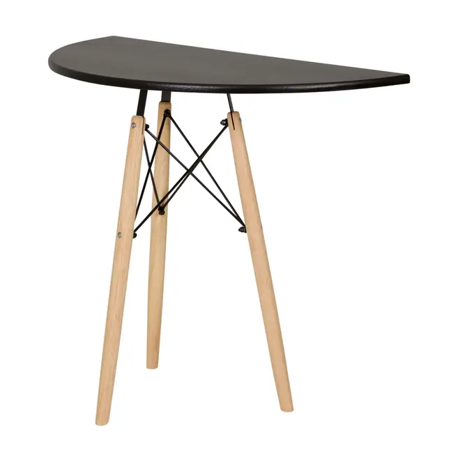 MESA MEIA LUA 90 CM X 46 CM EASY WOOD - SERINGUEIRA/PRETO - Foto 2