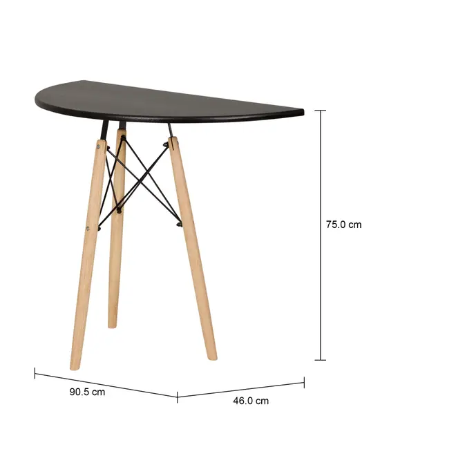MESA MEIA LUA 90 CM X 46 CM EASY WOOD - SERINGUEIRA/PRETO - Foto 7