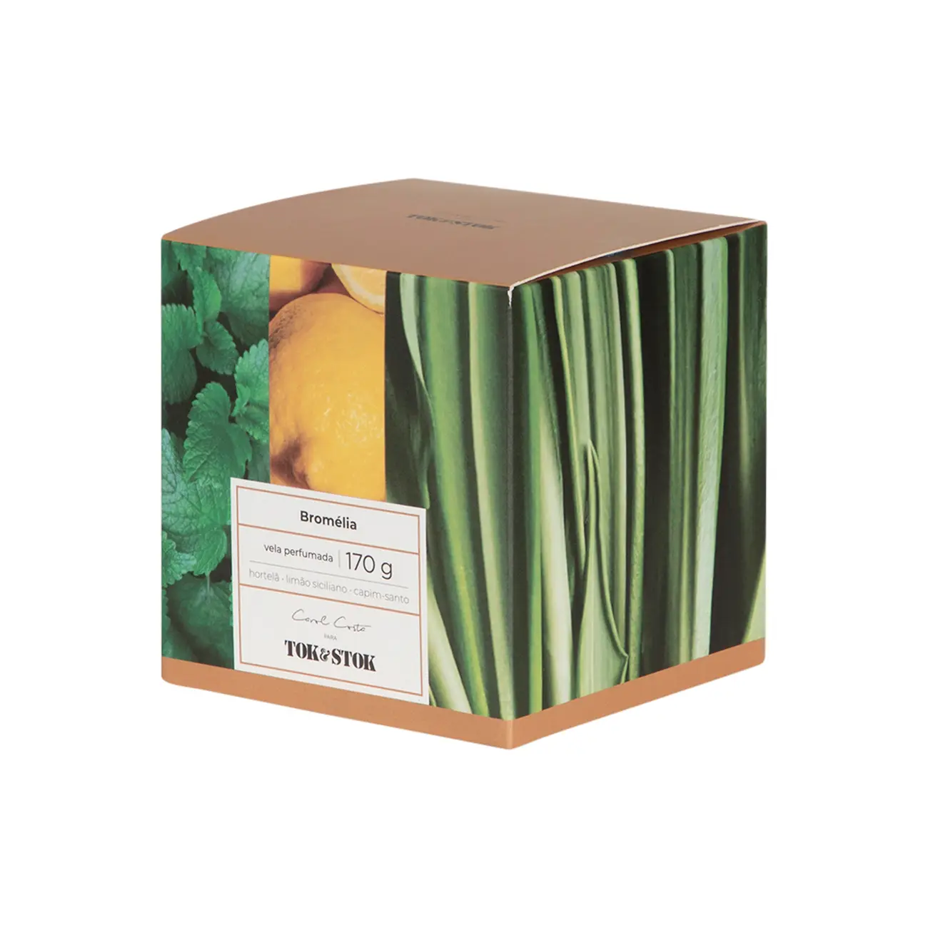 VELA PERFUMADA POTE HORTELÃ, CAPIM SANTO E LIMÃO SICILIANO BROMÉLIA - HANBAR/BEGE - Foto 3