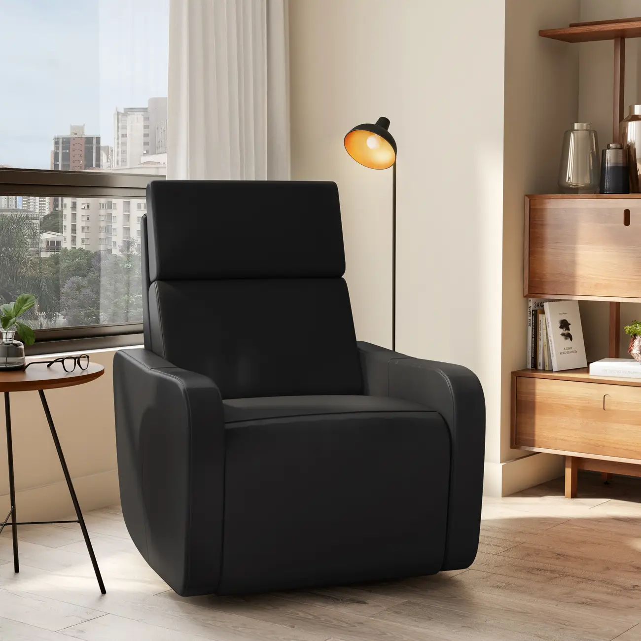 POLTRONA RECLINÁVEL ELÉTRICA BIVOLT GRISSOM - COURO PRETO - Foto 15