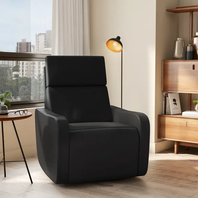 POLTRONA RECLINÁVEL ELÉTRICA BIVOLT GRISSOM - COURO PRETO - Foto 15