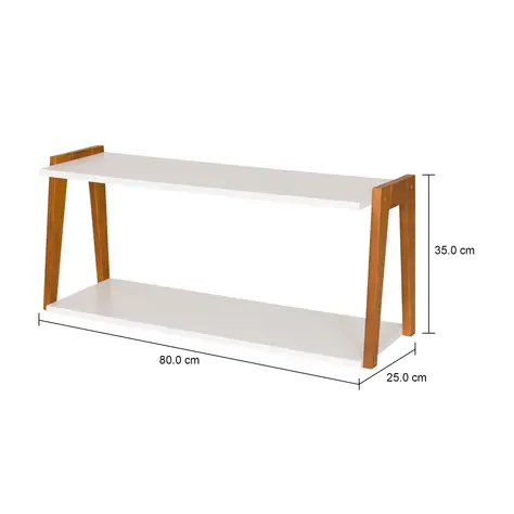 Imagem com medidas do produto PRATELEIRA DUPLA 35 CM X 80 CM X 25 CM BARTÔ