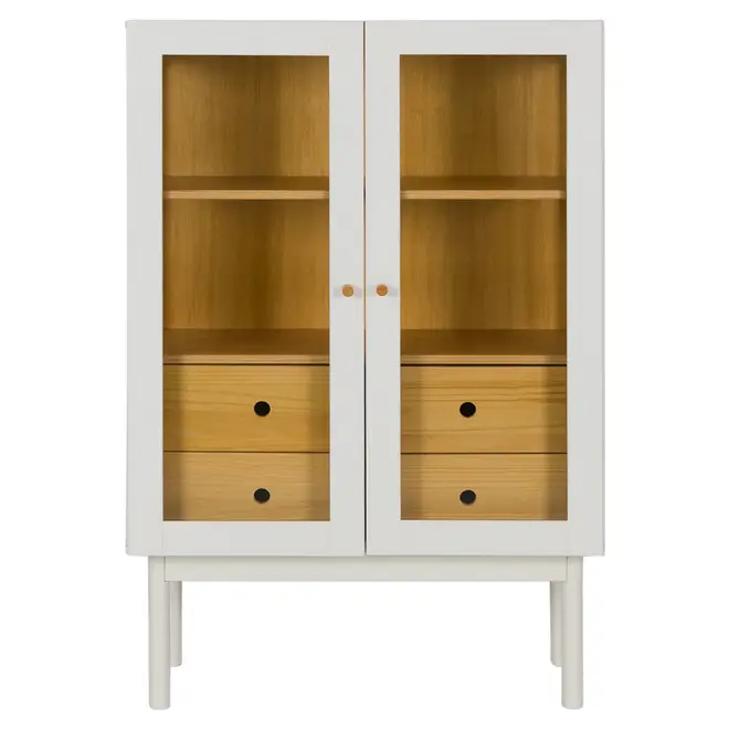 CRISTALEIRA 2 PORTAS/4 GAVETAS 86 CM X 1,30 M MÍNIMO - BRANCO/TAUARI - Foto 1