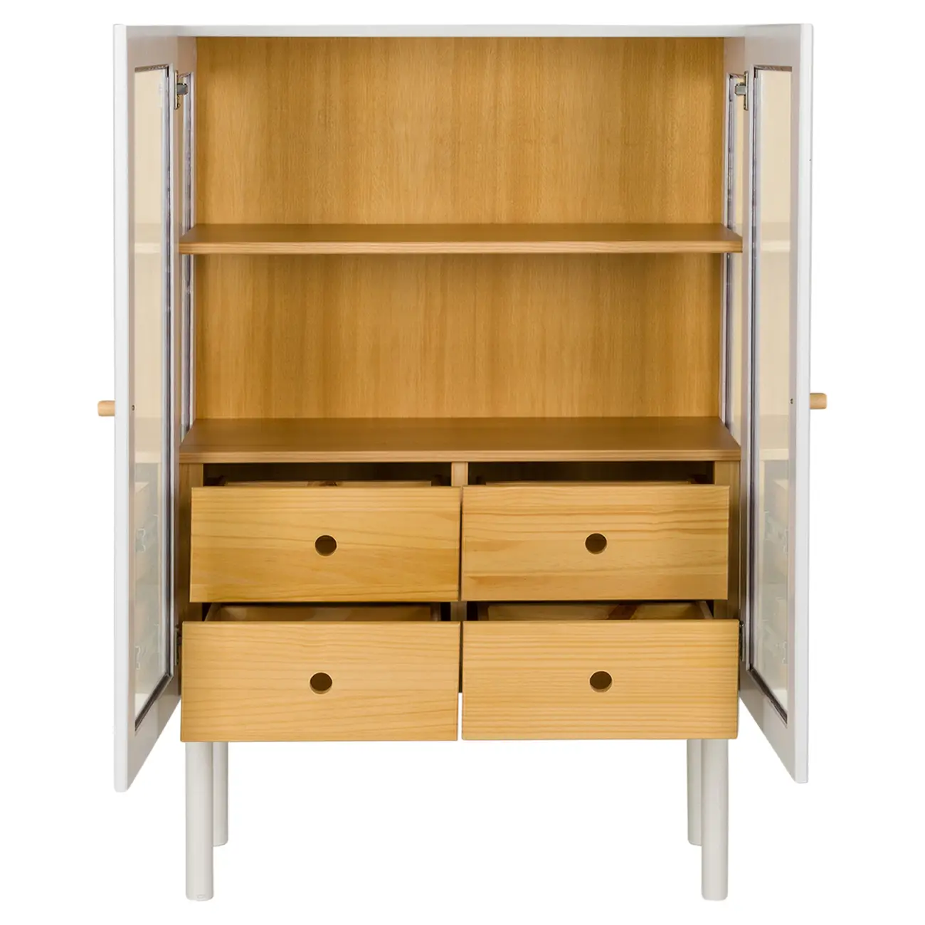 CRISTALEIRA 2 PORTAS/4 GAVETAS 86 CM X 1,30 M MÍNIMO - BRANCO/TAUARI - Foto 3