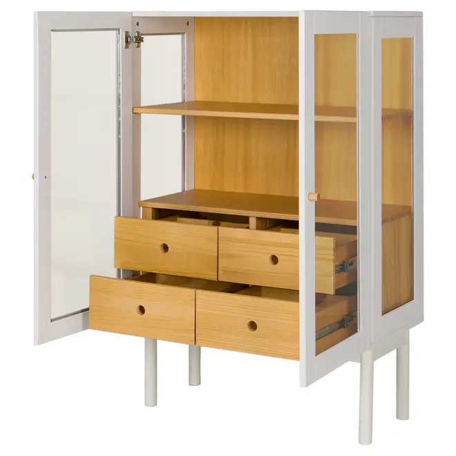 CRISTALEIRA 2 PORTAS/4 GAVETAS 86 CM X 1,30 M MÍNIMO - BRANCO/TAUARI - Foto 4