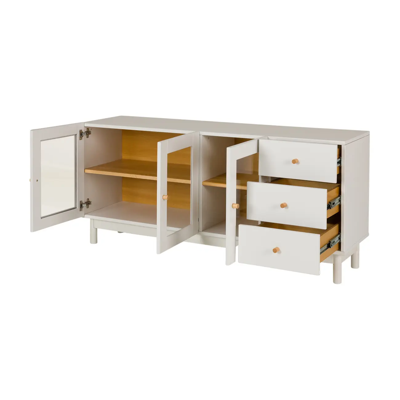 MÍNIMO BUFFET 3 PORTAS/3 GAVETAS 1,50 M X 38 CM - BRANCO/TAUARI - Foto 4