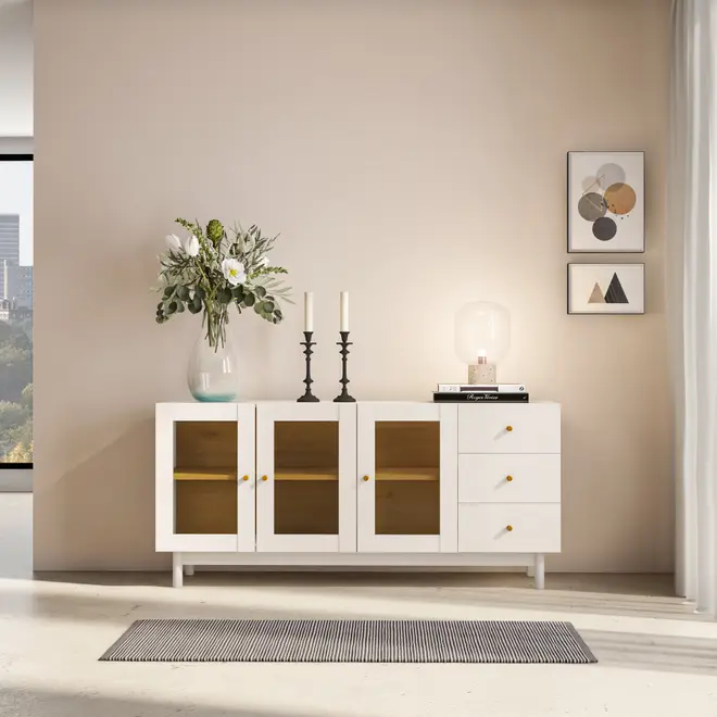 MÍNIMO BUFFET 3 PORTAS/3 GAVETAS 1,50 M X 38 CM - BRANCO/TAUARI - Foto 11