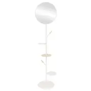 CABIDEIRO DE CHÃO COM ESPELHO REDONDO 45 CM HANGUI - BRANCO/PINUS NATURAL - Foto 1
