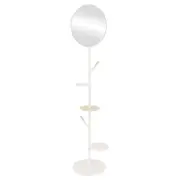 CABIDEIRO DE CHÃO COM ESPELHO REDONDO 45 CM HANGUI - BRANCO/PINUS NATURAL - Foto 2