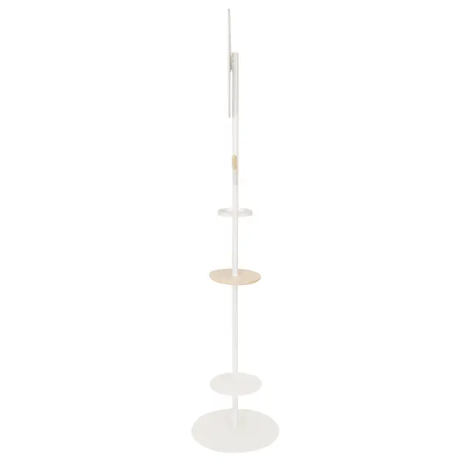 CABIDEIRO DE CHÃO COM ESPELHO REDONDO 45 CM HANGUI - BRANCO/PINUS NATURAL - Foto 3