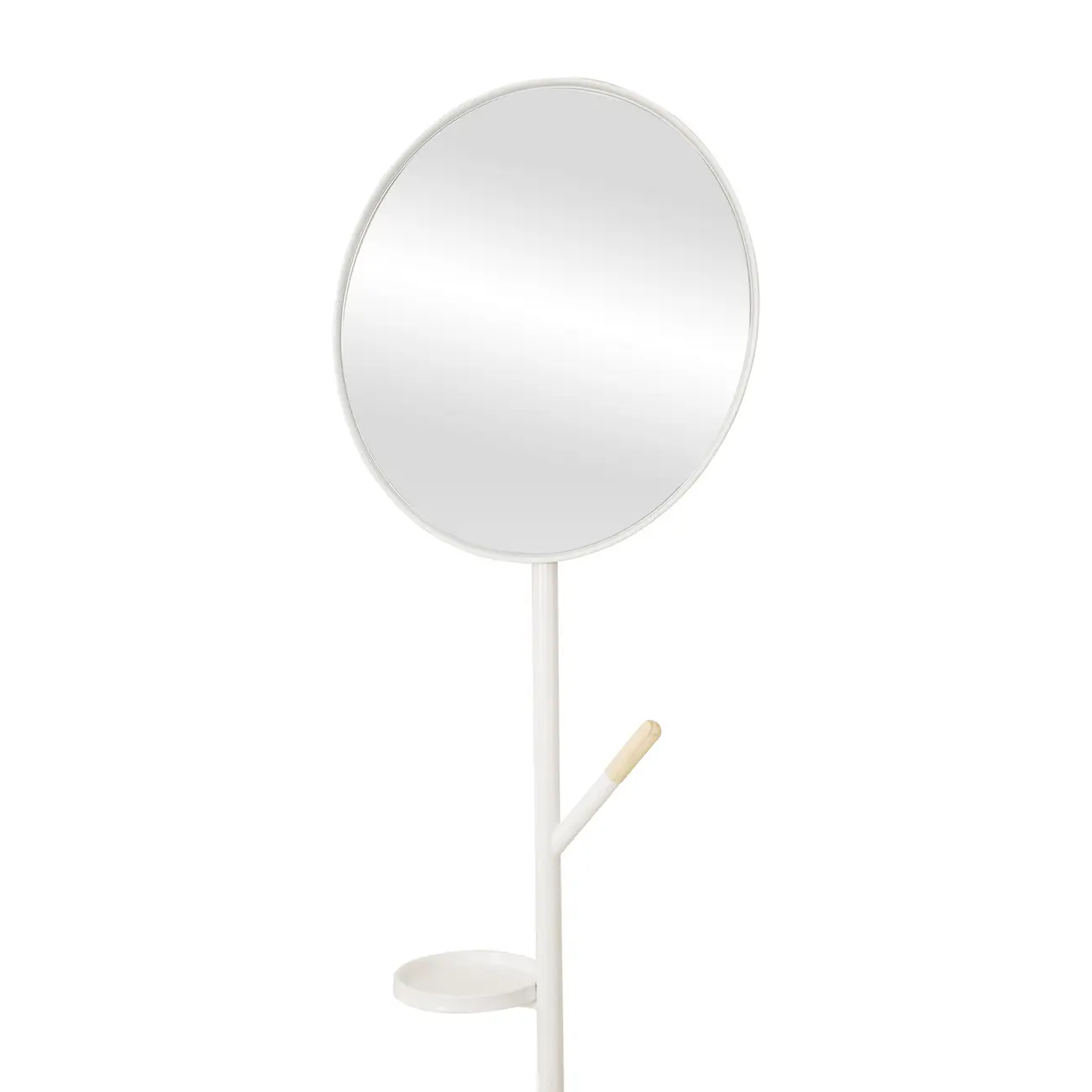 CABIDEIRO DE CHÃO COM ESPELHO REDONDO 45 CM HANGUI - BRANCO/PINUS NATURAL - Foto 4