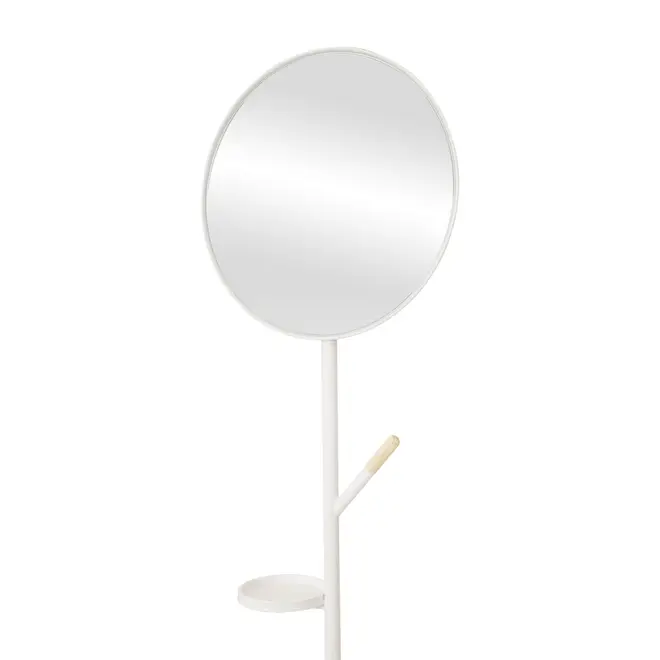 CABIDEIRO DE CHÃO COM ESPELHO REDONDO 45 CM HANGUI - BRANCO/PINUS NATURAL - Foto 4