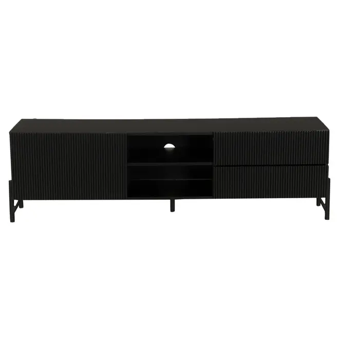RACK 1 PORTA/2 GAVETAS 1,60 M X 41 CM LINHAS - PRETO/PRETO - Foto 1